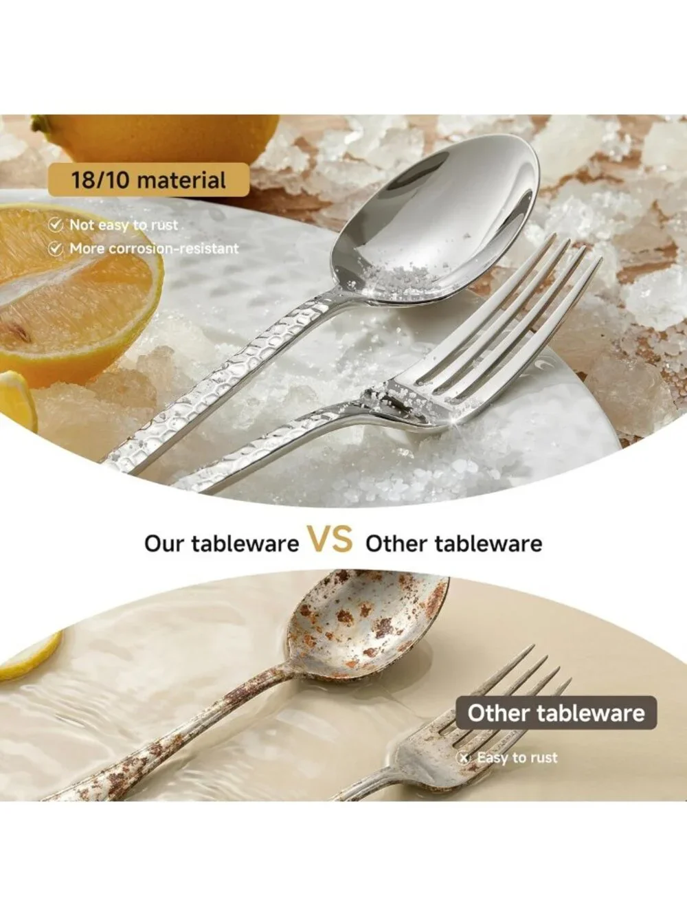 12-Piece Hammered Stainless Steel Dinner Forks Set, Food Grade, Dishwasher Safe
